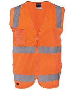 HS-6DNSZ HI VIS (D+N) ZIP SAFETY VEST ORANGE