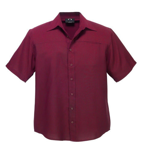 HSSH3603-RN: Mens Plain Oasis Short Sleeve Shirt - CHERRY
