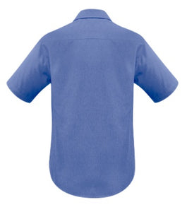 HSSH3603-PCA: Mens Plain Oasis Short Sleeve Shirt - MID BLUE