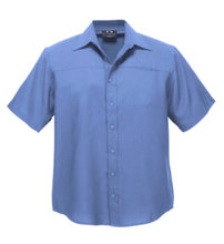 HSSH3603-PCA: Mens Plain Oasis Short Sleeve Shirt - MID BLUE